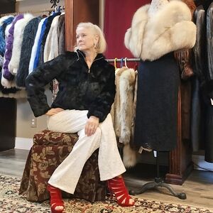 Silky Soft Black Rabbit Fur Jacket Sz M